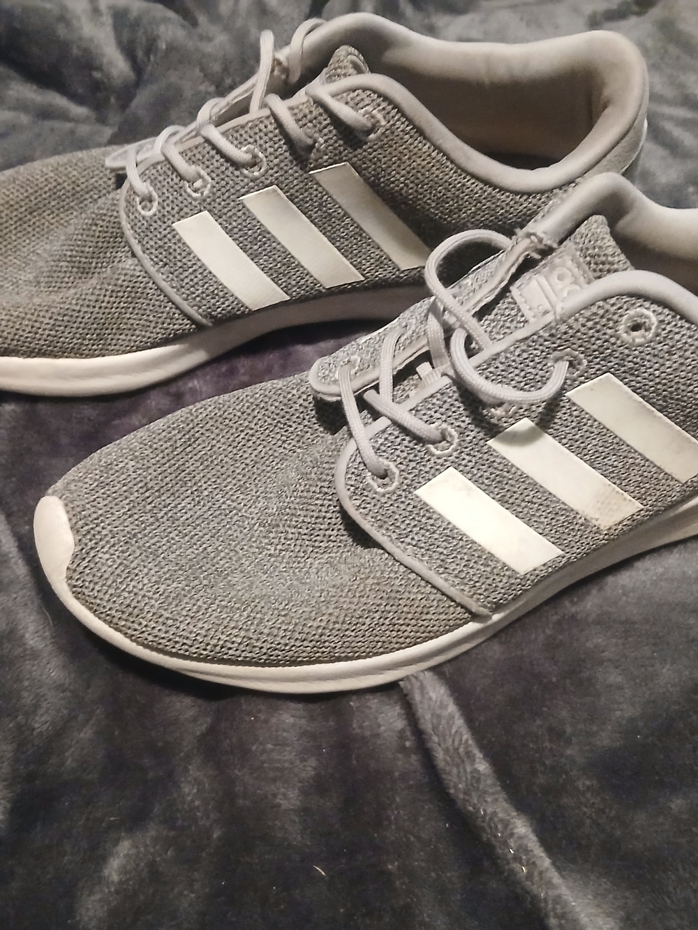 Adidas Grey Adidas Athletic Sneakers with White Stripes